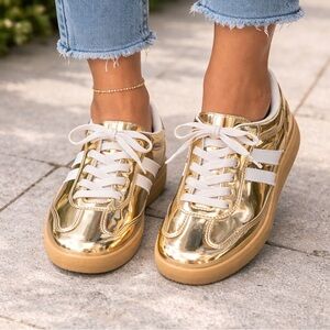 NIB Madden Girl Gold Sneakers Size 7.5